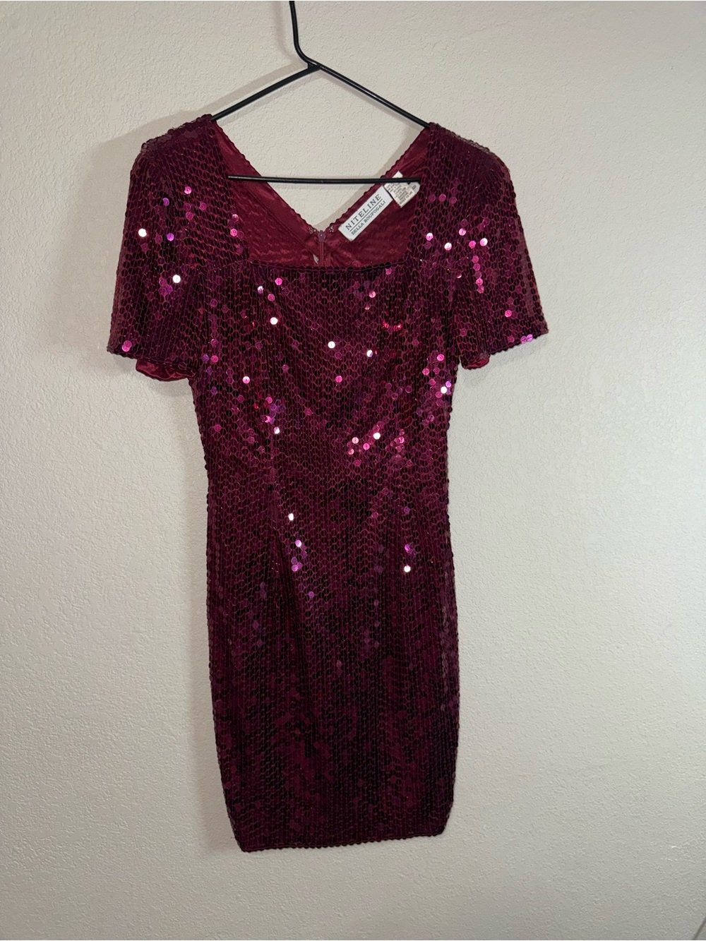 Vintage Niteline Della Roufogali Sequin Dress Purple Magenta NWOT Size 6